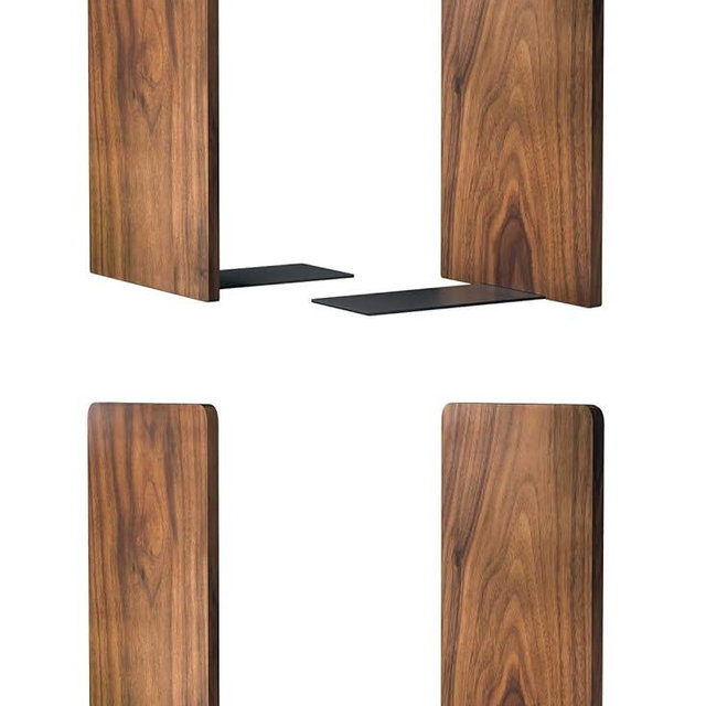 Large Bookend Hold Heavy Books- 7x4x5in 2 Pack Wood Bookends for Heavy Books Heavy Duty Walnut Book Ends for Men Wood Bookends for Office Desk Non-Skid