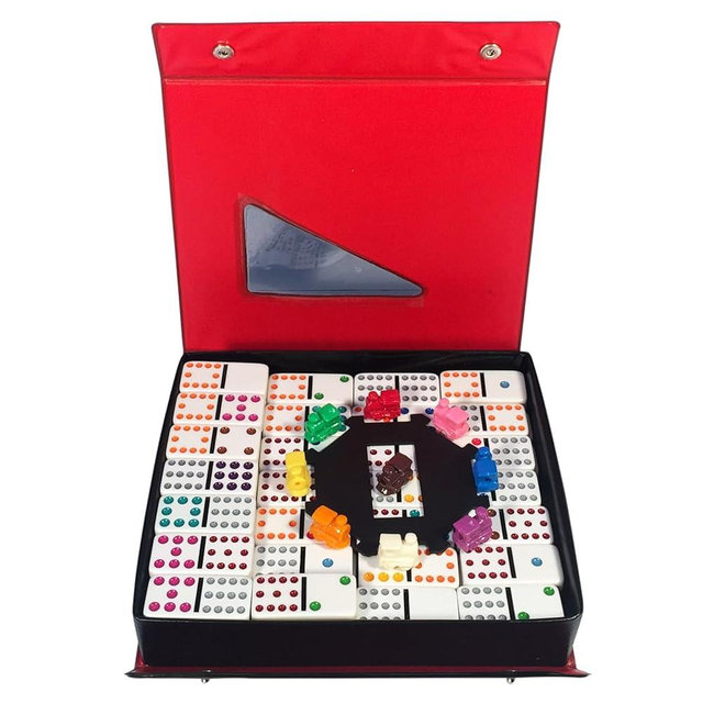 WE Games Mexican Train Dominoes, Double Twelve - Premium Ivory Tiles, Colorful Dots, Family and Adult Board Game