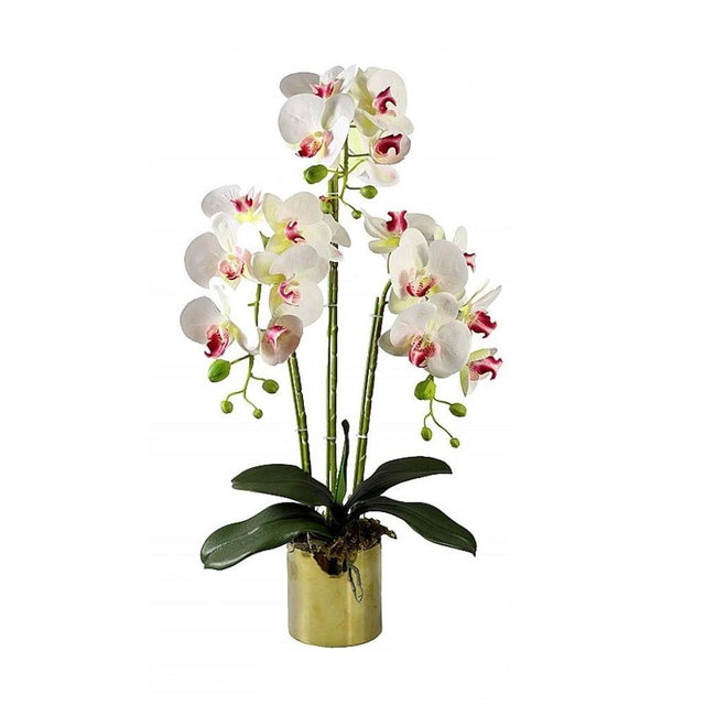 saditesdk Decor Artificial Flowers with Vase Artificial Flowers with Vase Orchid Bonsai Silk Phalaenopsis Faux Flowers for Home Office Decor House Decor, White Faux Flowers Arrangements Orna,White