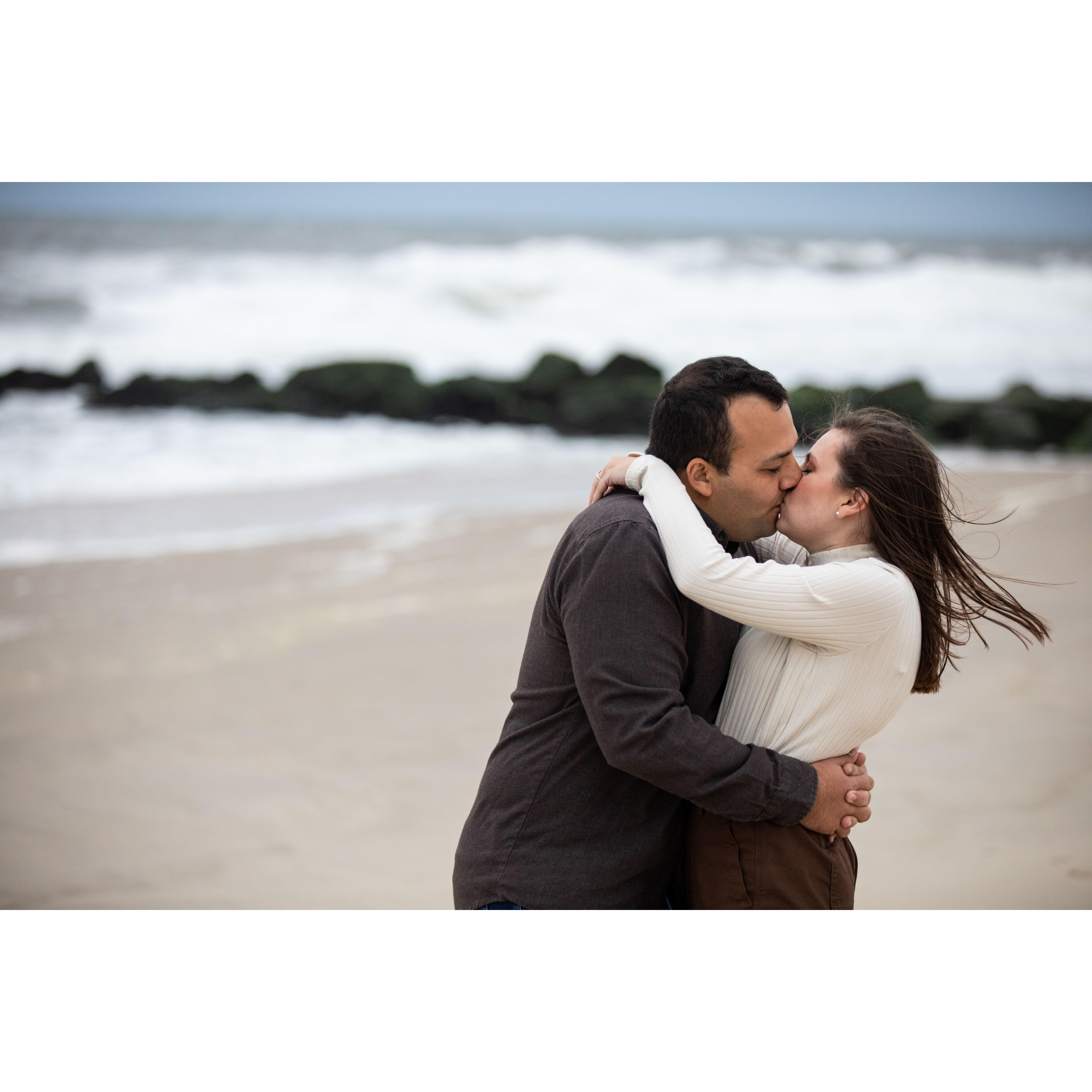 Engagement shoot. You wouldn't believe how windy it was at the beach