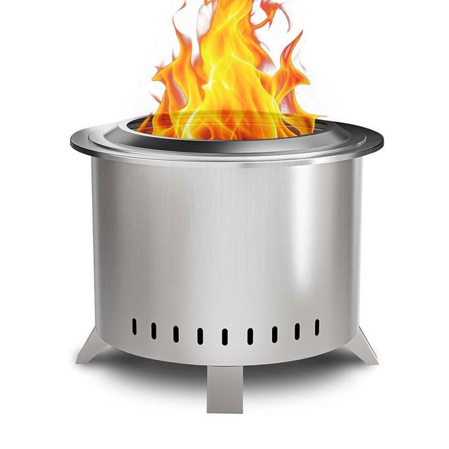 Verdeluxe Smokeless Fire Pit,22 Inch Stainless Steel firepit, Outdoor Wood Burning Fire Pit with Cover for Outside Backyard Patio Garden Camping Bonfire
