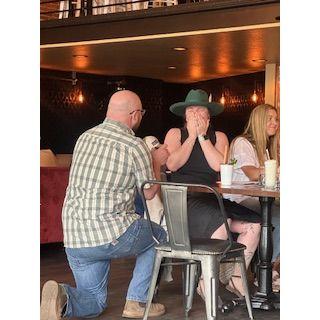 Moments after he got down on one knee... He surprised, not only me but, my two best friends