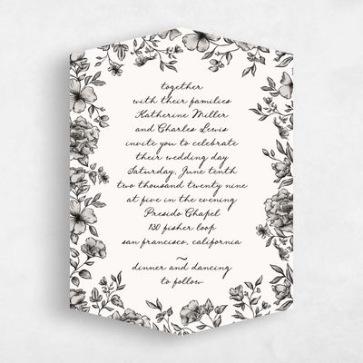 Beige Diamond Wedding Invitation - Sogno Script