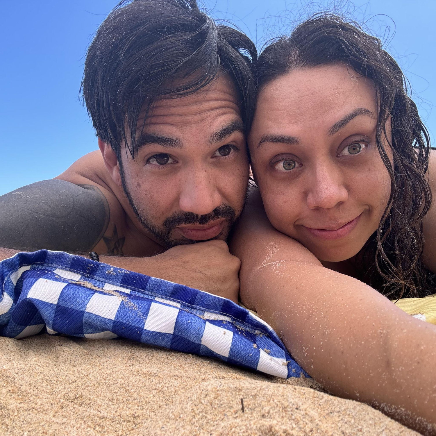 One of many beach days together.