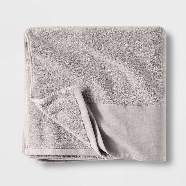 Linen Cuff Bath Towel Gray - Casaluna™