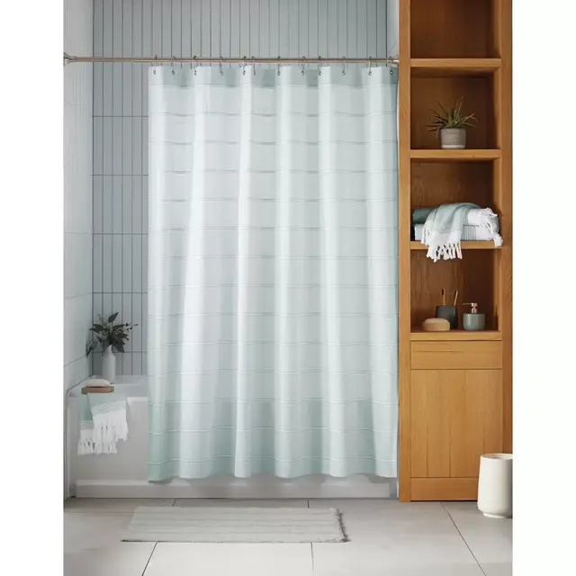 Haven™ 72-Inch x 86-Inch Pebble Stripe Organic Cotton Shower Curtain in Sky Grey