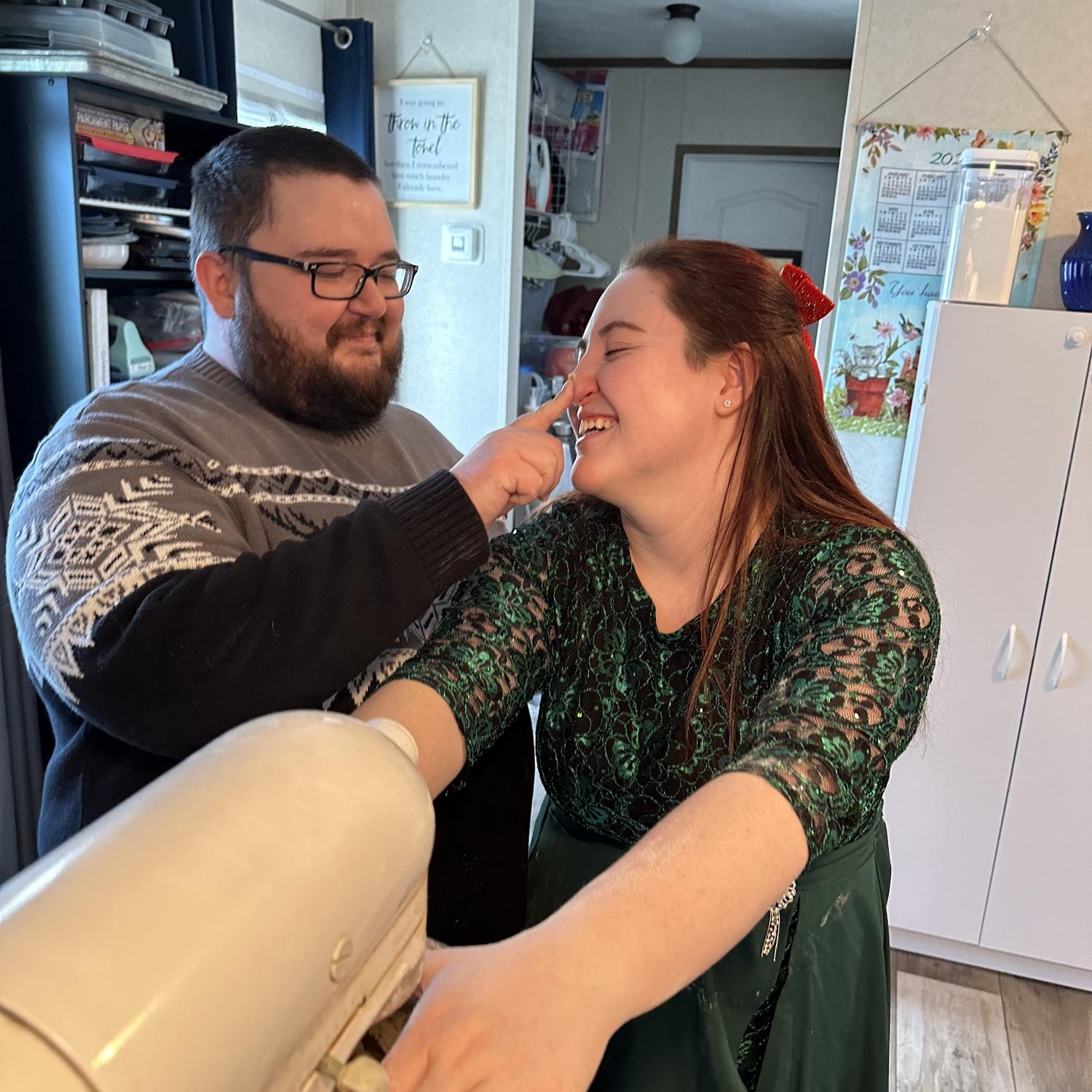 Candid (mostly) engagement photos while making Christmas cookies!