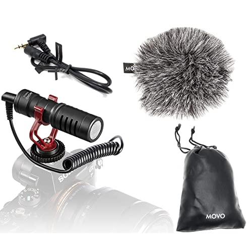 Movo VXR10 Universal Video Microphone with Shock Mount, Deadcat Windscreen, Case for iPhone, Android Smartphones, Canon EOS, Nikon DSLR Cameras and Camcorders - Perfect Camera Microphone, Shotgun Mic