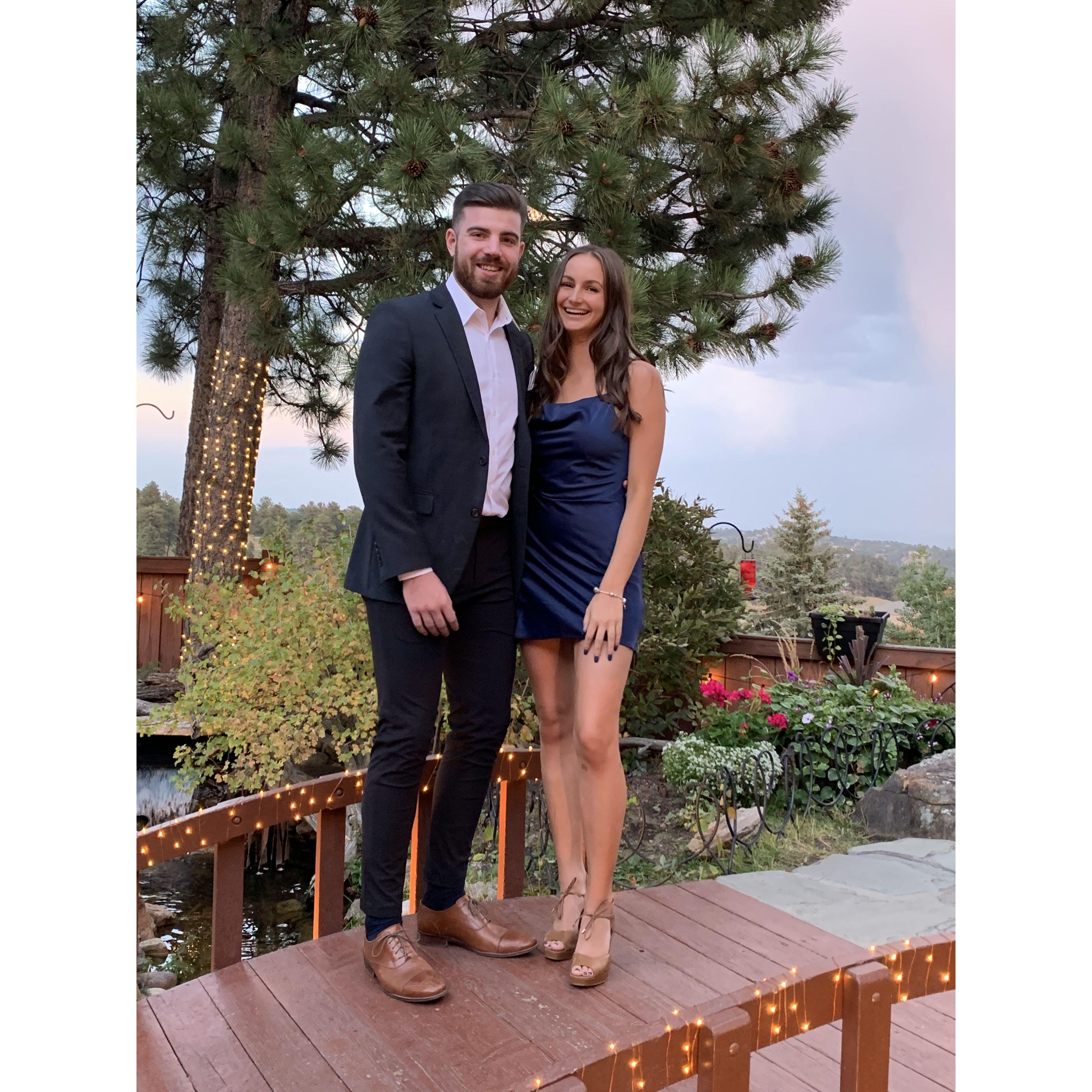 Smiling at a beautiful fall wedding celebrating Matt & Megan