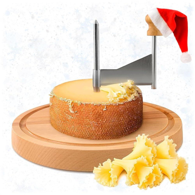 Cheese Curler Wheel – Girolle Cheese Shaver for Tête de Moine Flowers, Stainless Steel Sharp Blade and Wooden Base for Smooth Shaving – Suitable for Home Parties, Restaurants, Cafes, and Dessert Shops