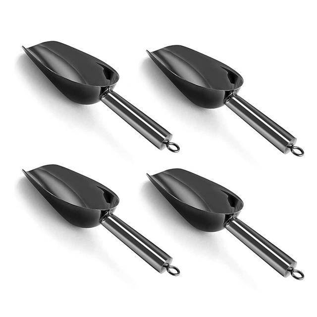 3OZ Mini Scoop Set of 4, P&P CHEF Stainless Steel Candy Sweet Ice Cube Scoop for Home Bar Buffet Wedding Canisters, Easy Clean & Durable - Black