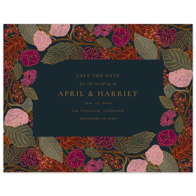 Darkest Teal, Blue Wedding Digital Save the Date - Elody Landscape
