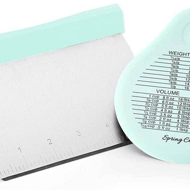 Spring Chef Bench Scraper, Stainless Steel Pastry Scraper Chopper, Best as Pizza and Dough Cutter, Mint