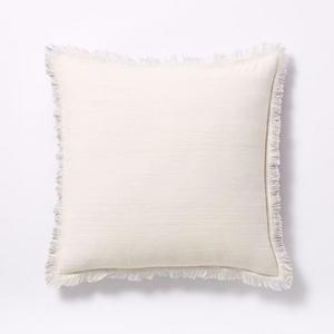 Textured Fringe Pillow Cover - Stone White