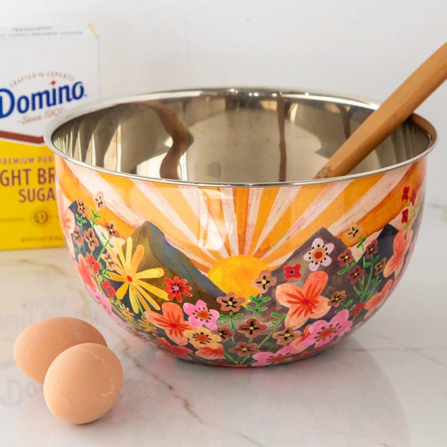Stainless Steel Bowl - Large Yellow Mountain Range