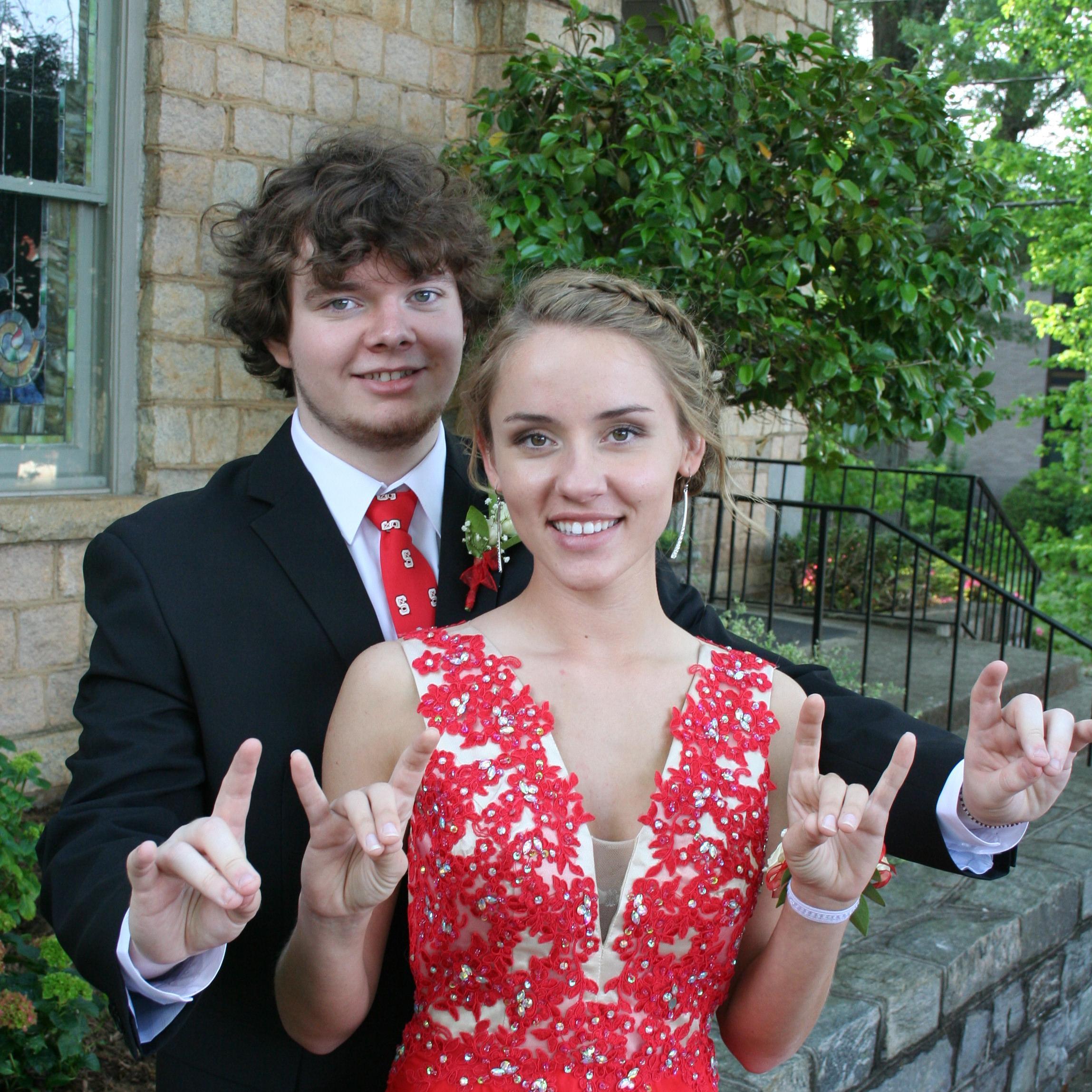 Can you tell we were ready to be at college together? If the tie doesn't convince you then maybe the "Wolfies" will.
Prom 2015