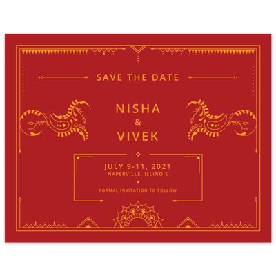 Red Wedding Digital Save the Date - Sona Stamp