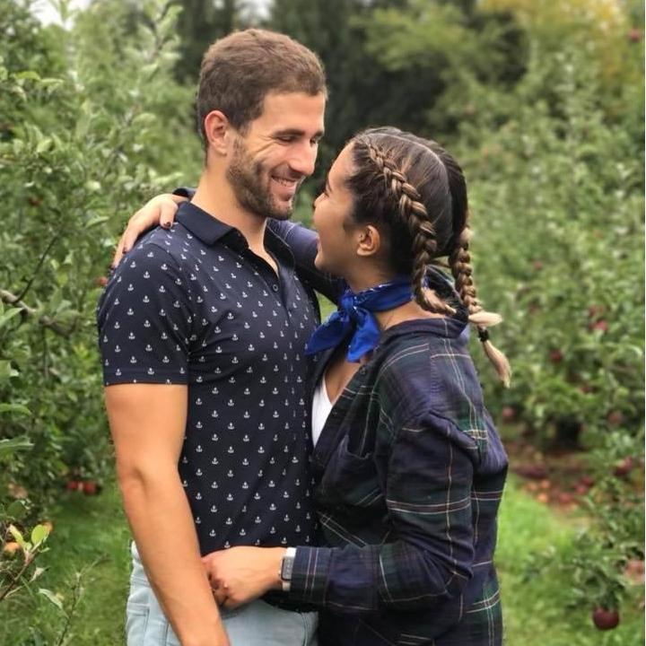 This photo was taken at an Apple orchard in Boston - Uros' first time apple picking!
