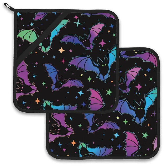 Magic Bat Pot Holder Set of 2,Heat Resistant Potholders Oven Hot Pads for Kitchen Cooking Baking BBQ