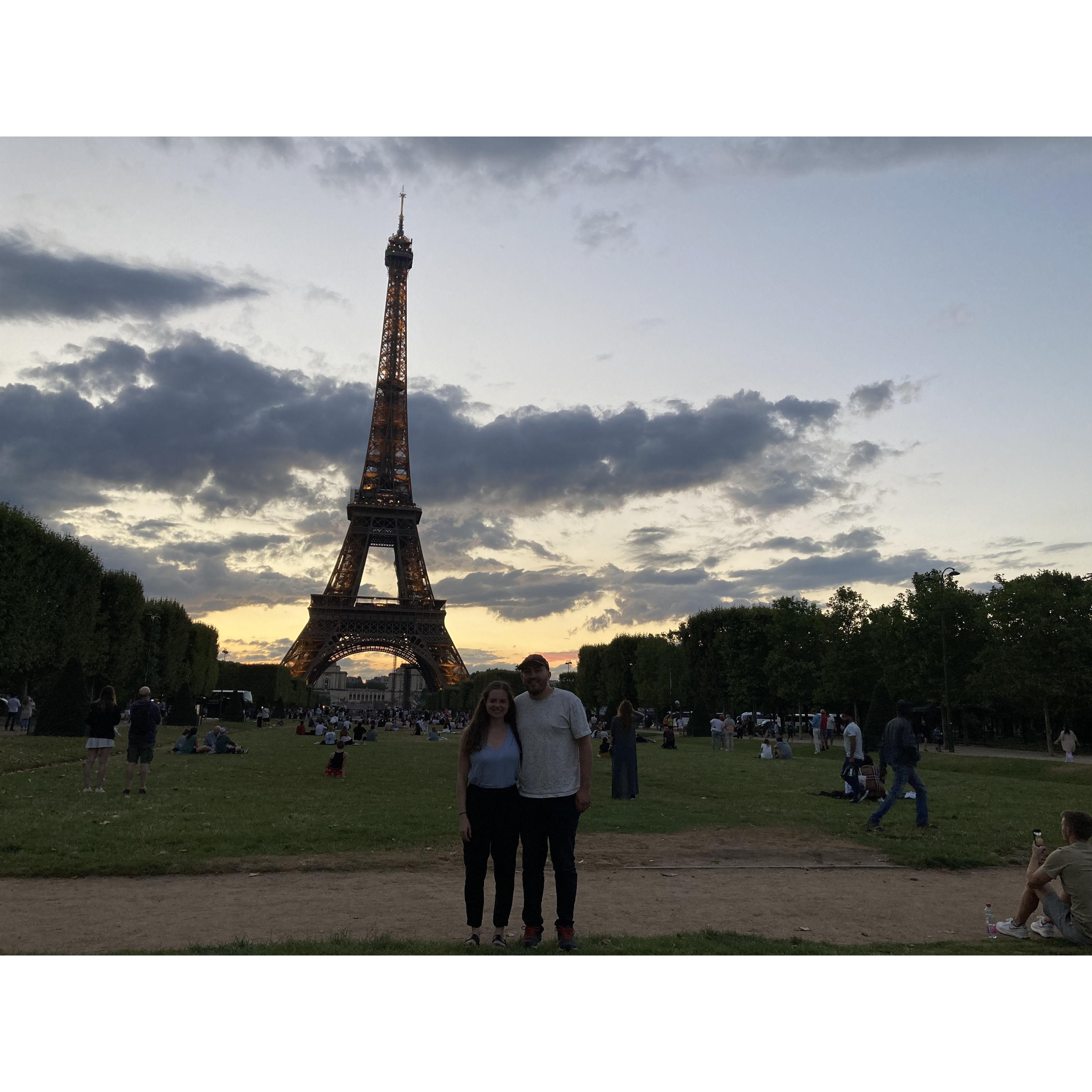 Katherine and Zak - the only couple to ever take a picture with the Eiffel Tower.