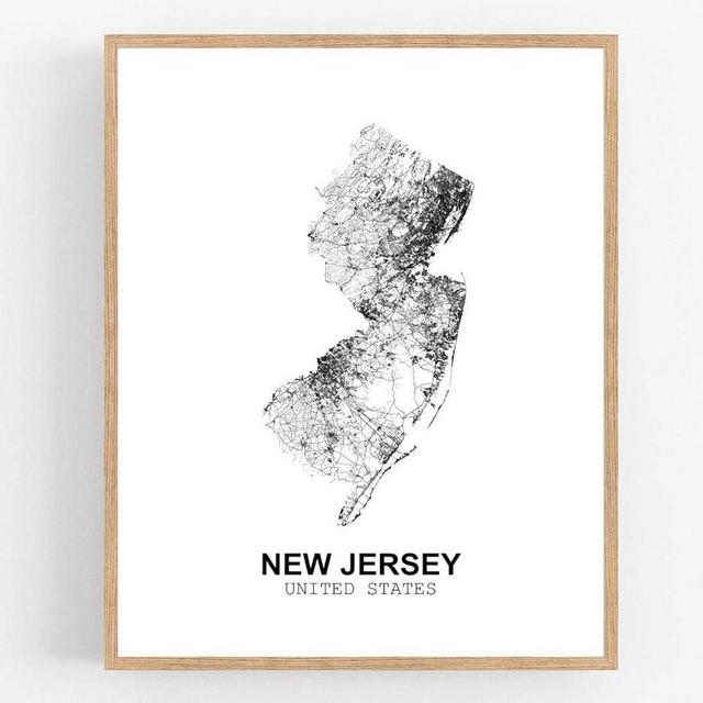 Eleville 8X10 Unframed New Jersey United States Country View Abstract Road Modern Map Art Print Poster Wall Office Home Decor Minimalist Line Art Hometown Housewarming wgn186