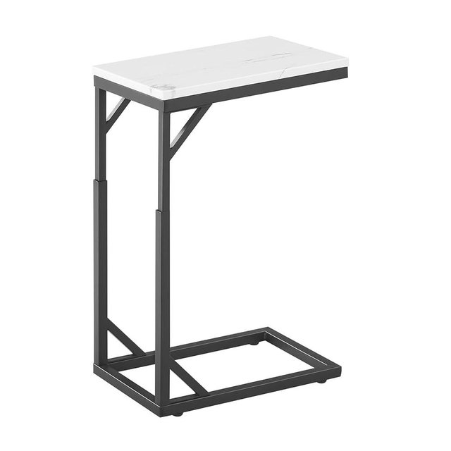 Joyofcife C-Shaped End Table, Small Sofa Table with Metal Frame, Adjustable Height Side Table for Couch, Living Room, Bedroom, Bedside (Black, Large)