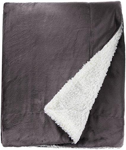 Northpoint Cashmere Velvet Reverse to Cloud Sherpa Throw, Charcoal 50 X 60 inches