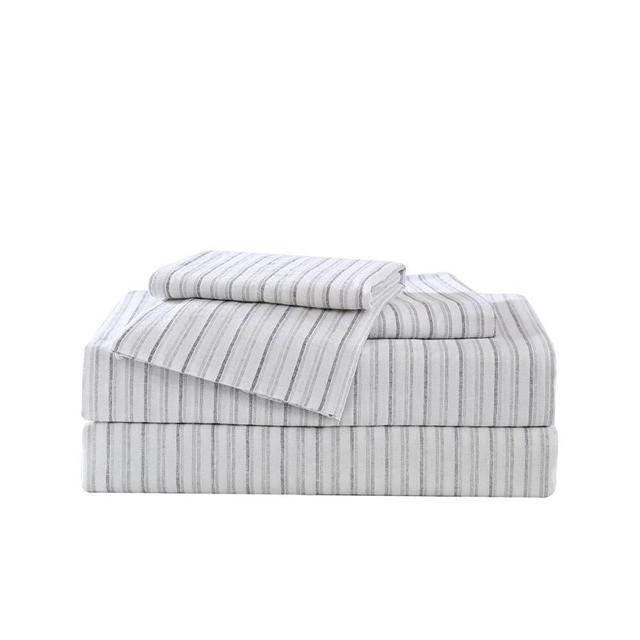 Tommy Bahama | Percale Collection | Sheet Set - 100% Cotton, Crisp & Cool, Lightweight & Moisture-Wicking Bedding, Queen, Del Ray Stripe