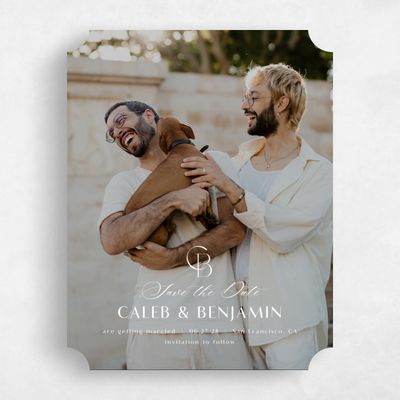 White Ticket Wedding Save the Date - Kenai Portrait