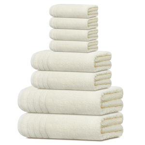 Tens Towels Pack of 8 Towels Set, 2 Extra Large Bath, 2 Hand, 4 Washcloths, 100% Cotton, Lighter Weight, Quicker to Dry, Super Absorbent, Perfect for Bathroom, Cream