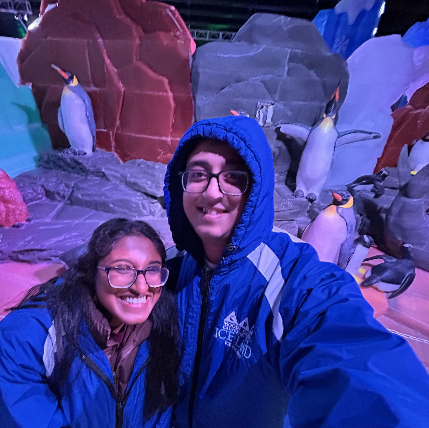 Who says there’s no winter in Houston? We bundled up for a 10°F ice palace date, where everything, including the penguins, were carved out of ice.