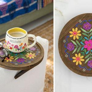 Clip On Sofa Tray Table - Folk Flower