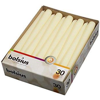 Bolsius Set of 30 Ivory Tapered Candles 10 Inch