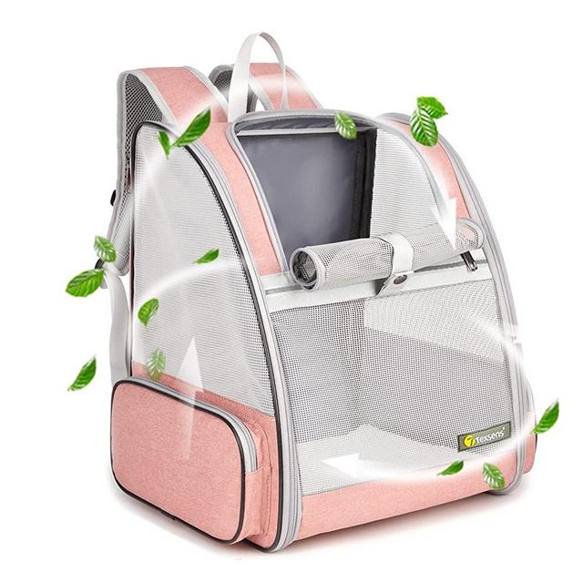 Texsens Pet Backpack Carrier for Small Cats Dogs | Ventilated Design, Safety Straps, Buckle Support, Collapsible | Designed for Travel, Hiking, Walking & Outdoor Use