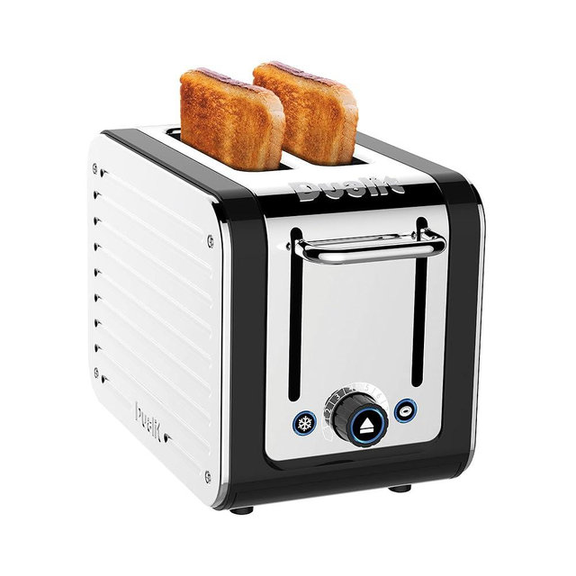 Dualit Design Series 2 Slice Toaster | Polished Stainless Steel with Black Trim | Extra-Wide Slots – Peek and Pop Function – Patented Perfect Toast Technology – Matching Kettle Available