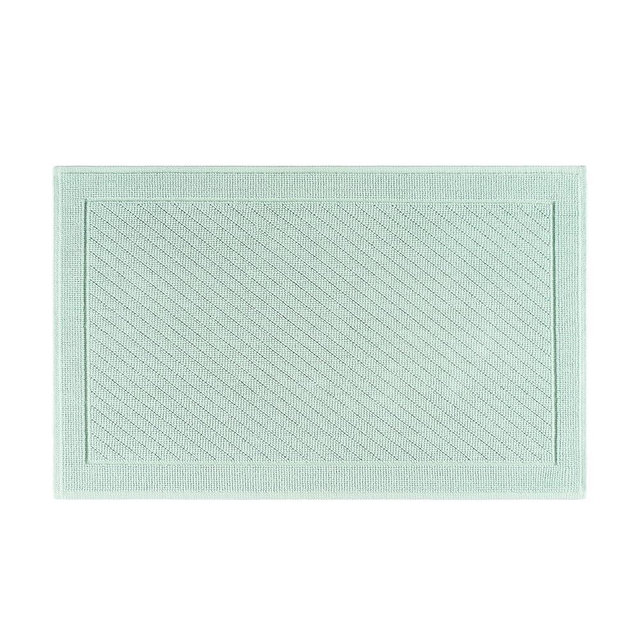 Arkwright 100% Cotton Bathroom Rug - High Absorbent Stylish Textured Woven Design Bath Mat, Slip Resistant Backing for Shower and Bathtub Floor, 20x32 in - Green