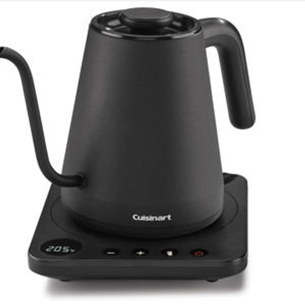 Cuisinart GK-1 Digital Goose Neck Kettle, Precision Gooseneck Spout Designed for Precise Pour Control that Holds 1-Liter, 1200-Watt Allows for Quick Heat Up, Stainless Steel,Black