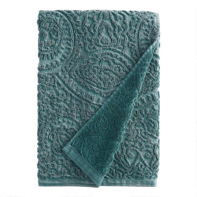 Balsam Green Sunfaded Sculpted Raquel Bath Towel