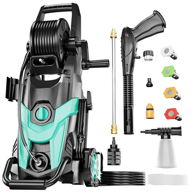 2024 Upgraded Electric Pressure Washer 4500 PSI 3.2 GPM Power Washer with Extra Hose, 23ft Hose 35ft Power Cord, 4 Nozzle and Detergent Tank for Cars, Fences, Patio
