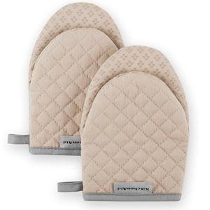 KitchenAid Asteroid Mini Oven Mitt Set, 5.5"x8", Milkshake Tan, 2 Piece