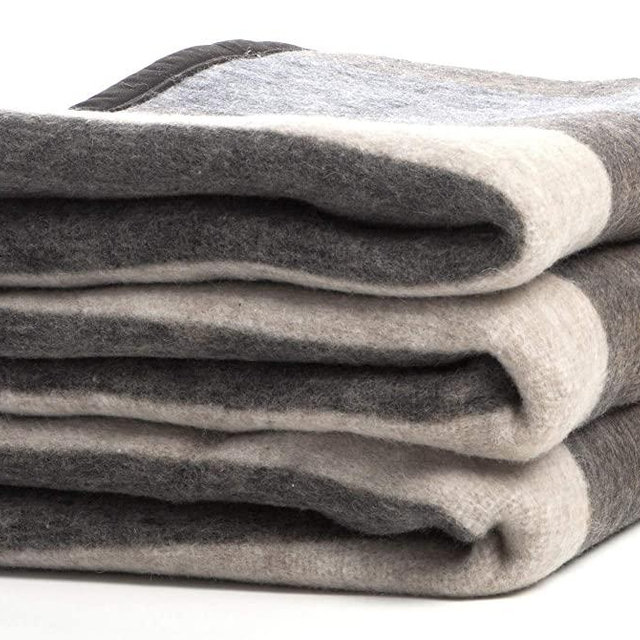 Alpaca and Sheep Wool Blanket, Soft and Thick, King Size, 86 x 103 inches, Earth Tones with Tan Stripes, Andean Collection, Made in Peru