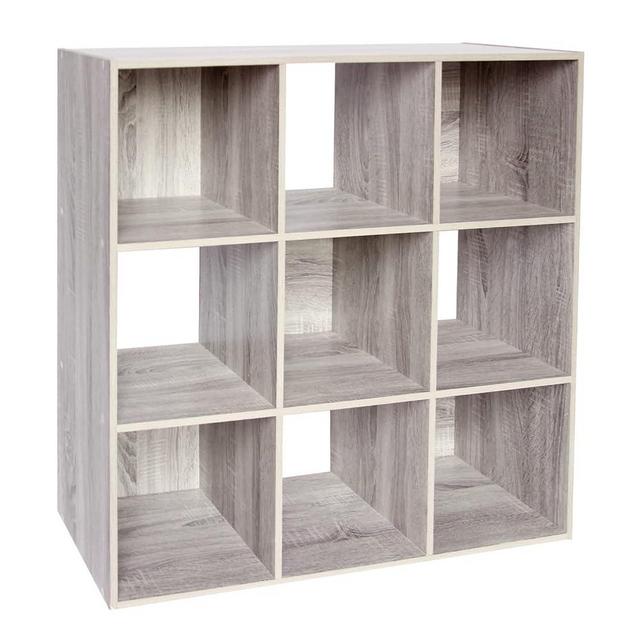 PACHIRA US 9-Cube Storage Organizer Bookshelf System, Unit Shelf, Closet Cabinet, Storage Cubes Organizer Shelves in Living Room, Bedroom, Study, Oak Grey