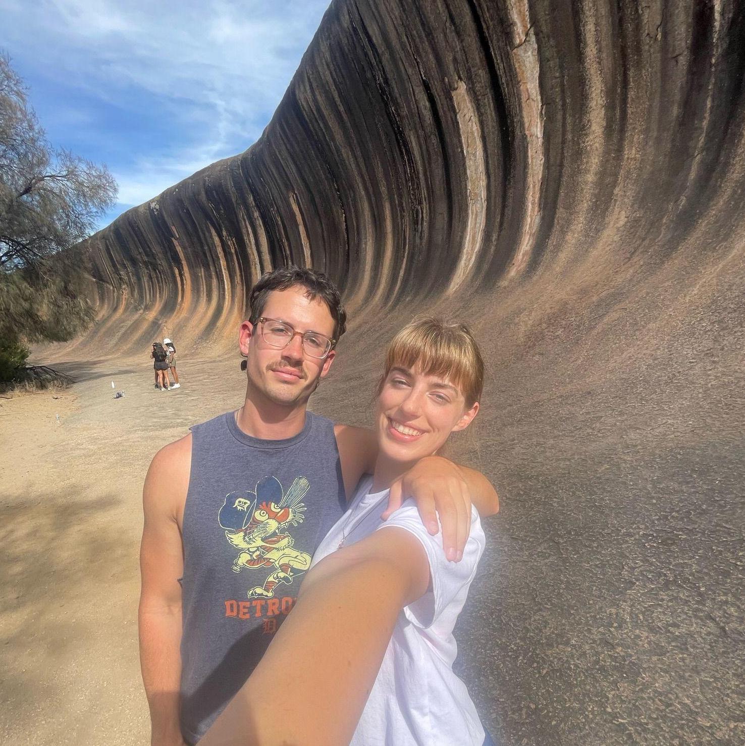 John-Luc and Grace at Wave Rock. She thinks geology rocks!