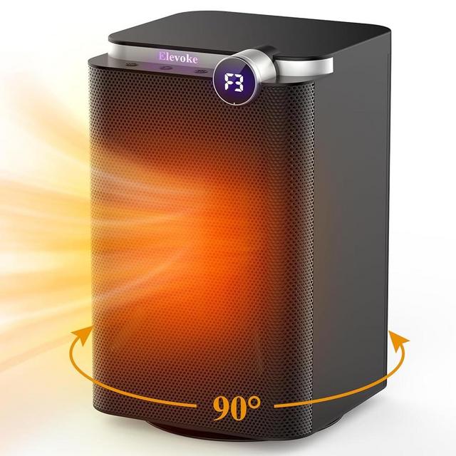 Elevoke Space Heaters, Space Heaters for Indoor, Portable Space Heater Built in Overheat Protection, PTC Fast Heating, 1500w Electric Heater with Thermostat for Bedroom, Home, Office, Small Space
