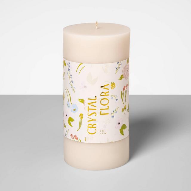6" x 3" Pillar Candle Crystal Flora - Opalhouse™
