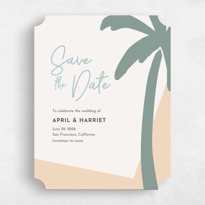 Beige Ticket Wedding Save the Date - Bahia Portrait
