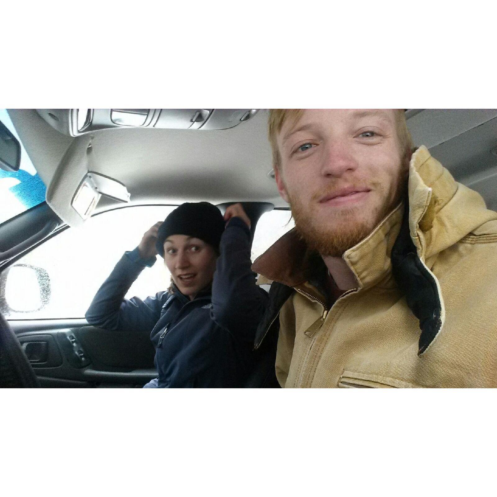 Darren surprised me with this picture while getting ready for a nice winter hike near Salida and a jump in the hot springs.