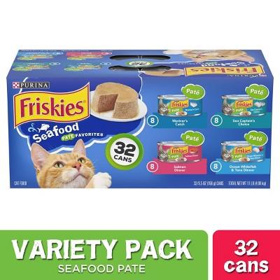 Purina Friskies Pate Wet Cat Food Variety Pack Seafood Favorites - 55oz Cans