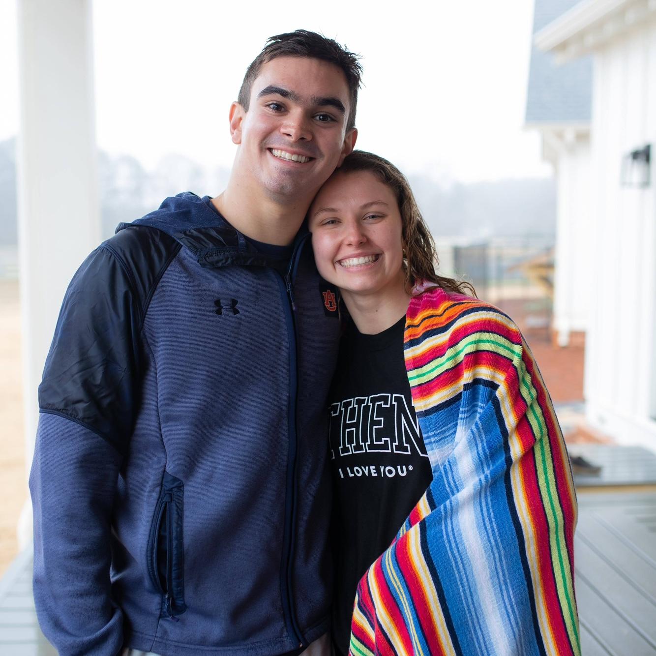 February 15, 2025. Abby’s crazy baptism the week of SEC’s!! Whit drove up to the meet early so he wouldn’t miss it!