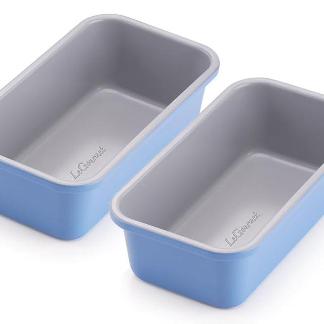 LeGourmet Nonstick Bread Loaf Pan 9 X 5 Inch, Ceramic Coating, Non-Toxic, Rust Resistant Aluminized Steel, Perfect 1 lb Baking Dish for Meatloaf, Pound Cake & Brownie (Cyan 2pcs)